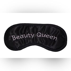 black satin "Beauty Queen" sleeping eye mask